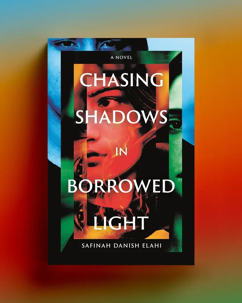 Chasing Shadows in Borrowed Light book cover design by Rachel Kelli for The Dreamwork Collective — debut novel by Safinah Danish Elahi