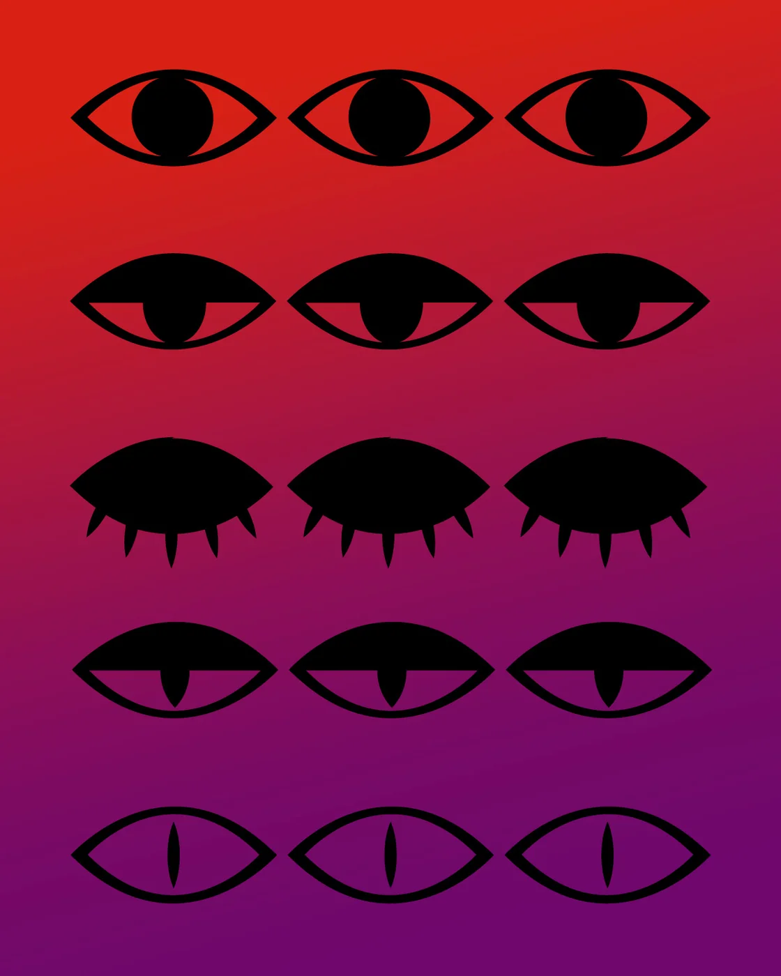 Eye Interior Ornaments illustration by Rachel Kelli for Creature Publishing — grid of eye ornament states