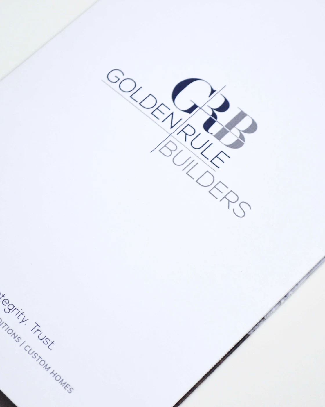 Golden Rule Builders trifold brochure cover design by Rachel Kelli