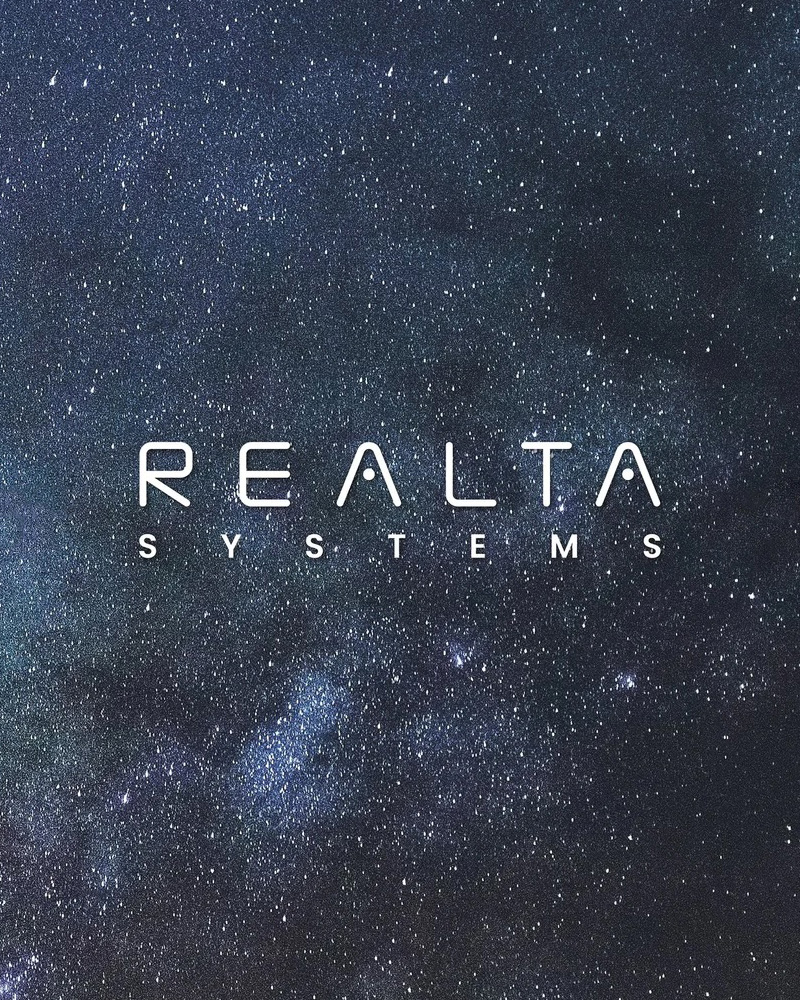 Realta Systems logo over a starfield background